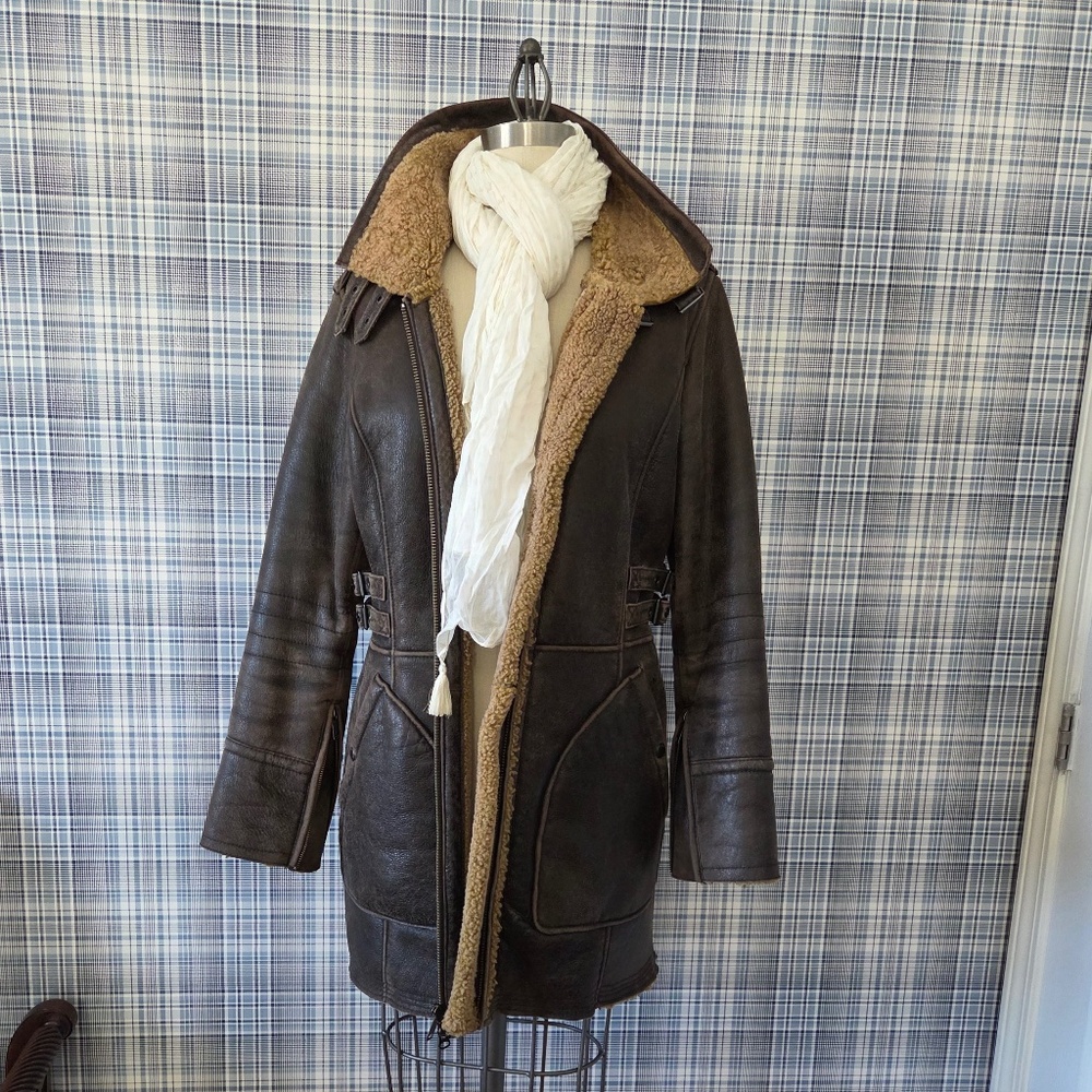 Eddie Bauer Lambskin Leather Bomber Jacket.